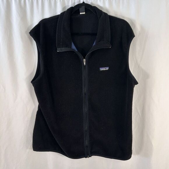 Vintage Patagonia Vest Men's XL Black Fleece Full Zip Made USA Polyester - Picture 1 of 8